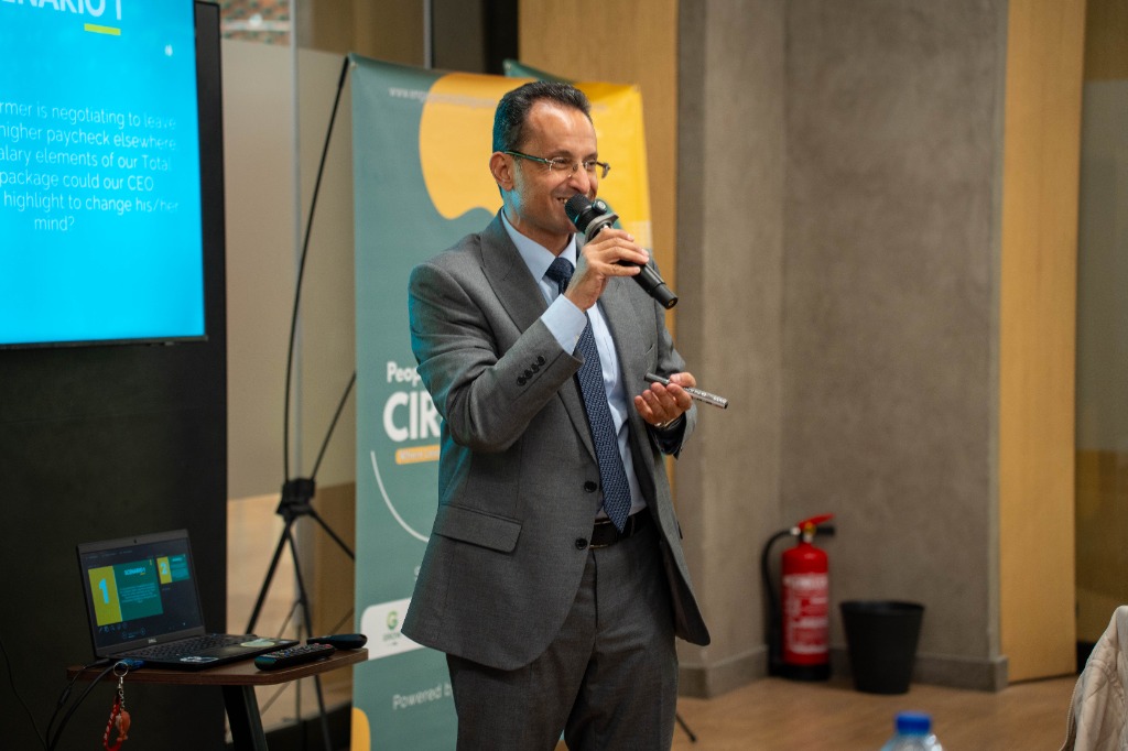 Prof. Hazem Halim explaining slides